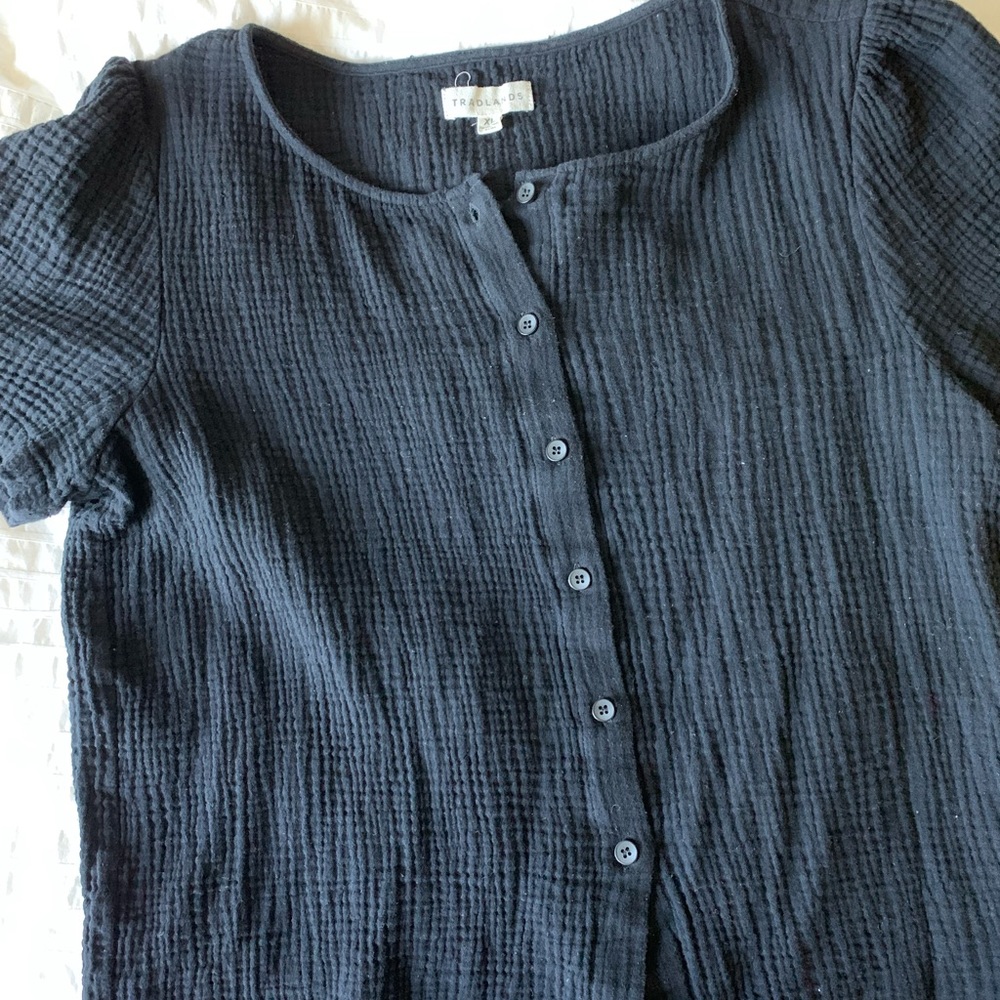 NWT Tradlands Barcelona Short Sleeve Crinkle Button Down Shirt - XL